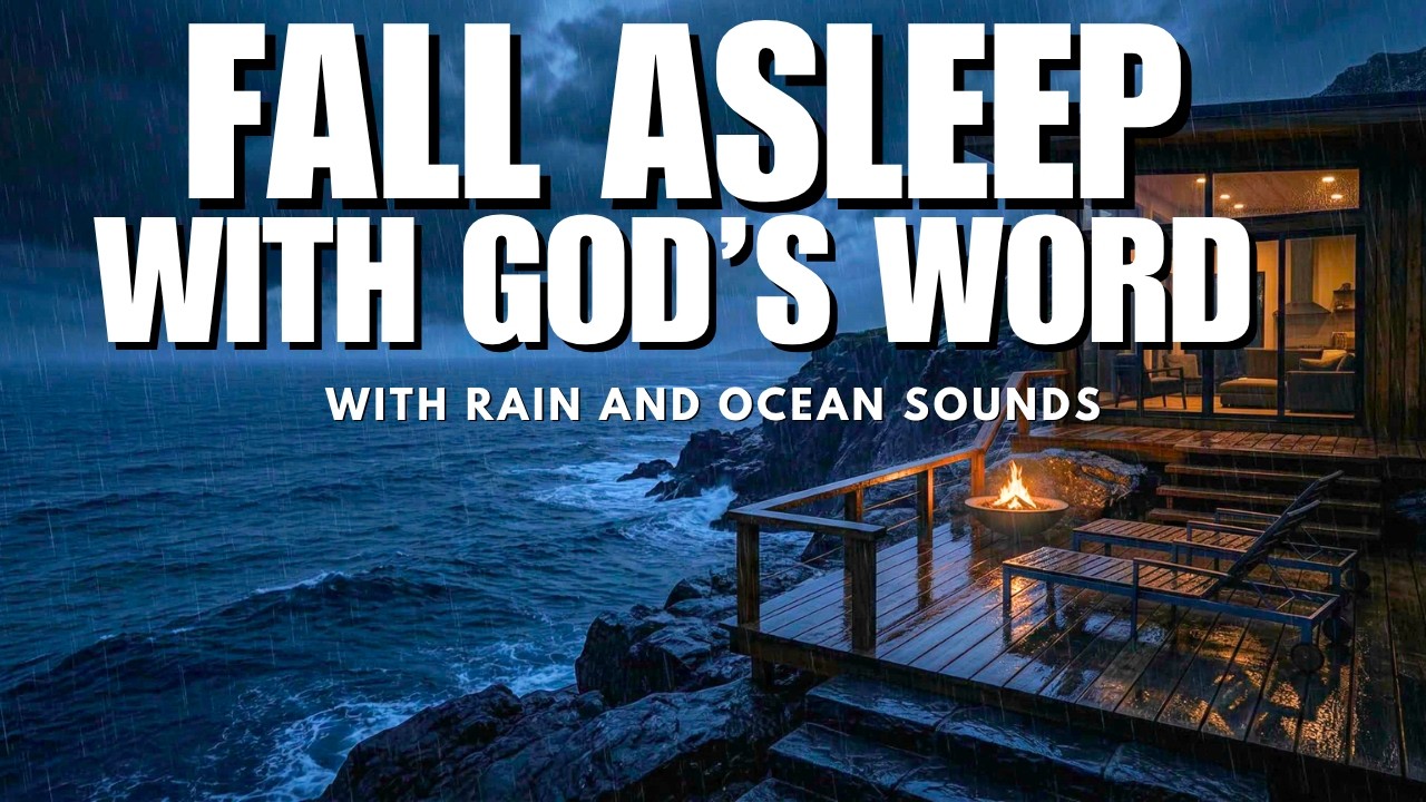 Fall Asleep to God&rsquo;s Word | Sleep Peacefully with Bible Verses, Rain & Ocean Sounds (10HRS)