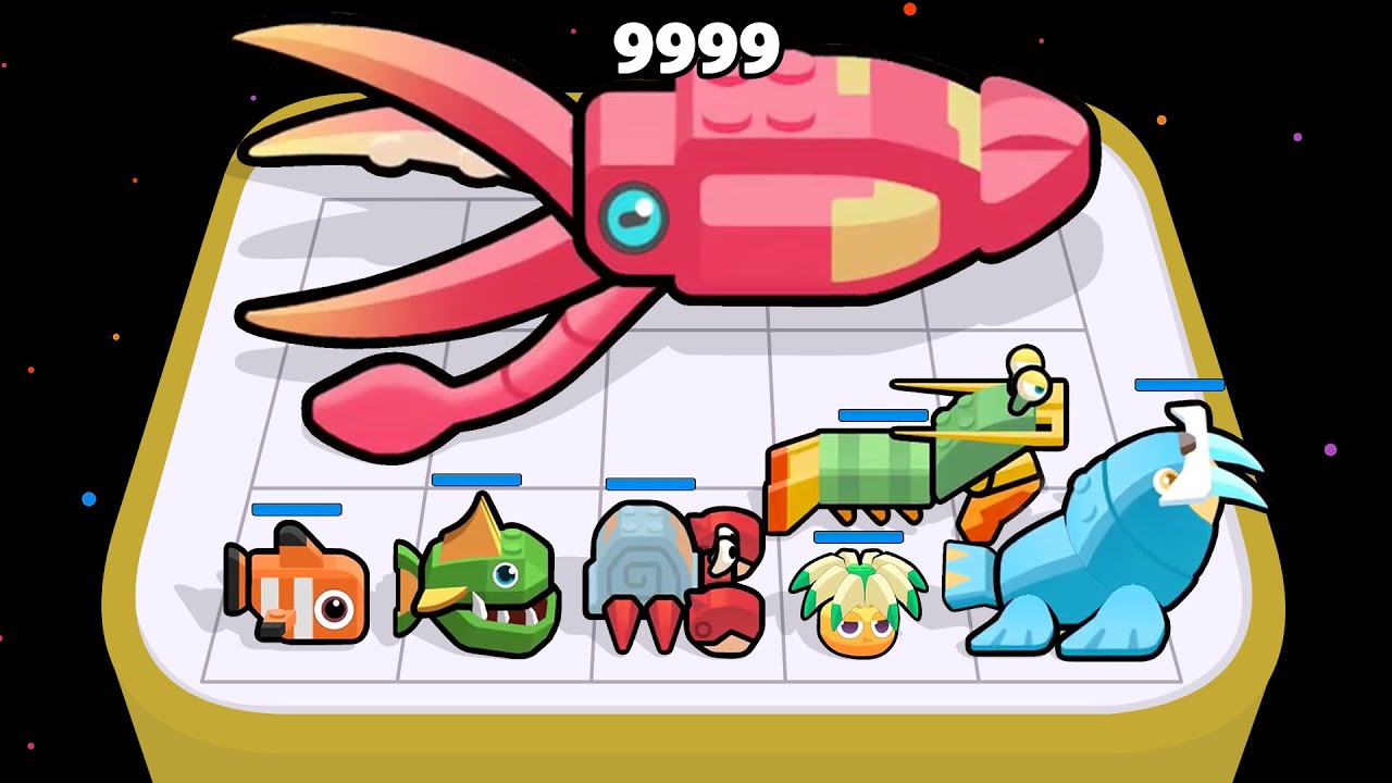 BLOCK FISH: MERGE BATTLE 🐙🐟🦞🐋🦀 Fish Evolution, Ocean Wars, Squid Gameplay, Monster Fusion Battles
