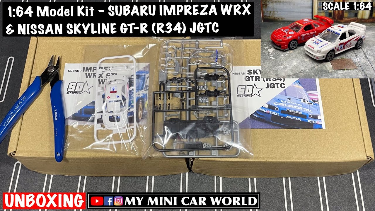 【MY MINI CAR WORLD】UNBOXING 1/64 Model Kit - SUBARU IMPREZA WRX & NISSAN SKYLINE GT-R (R34) JGTC