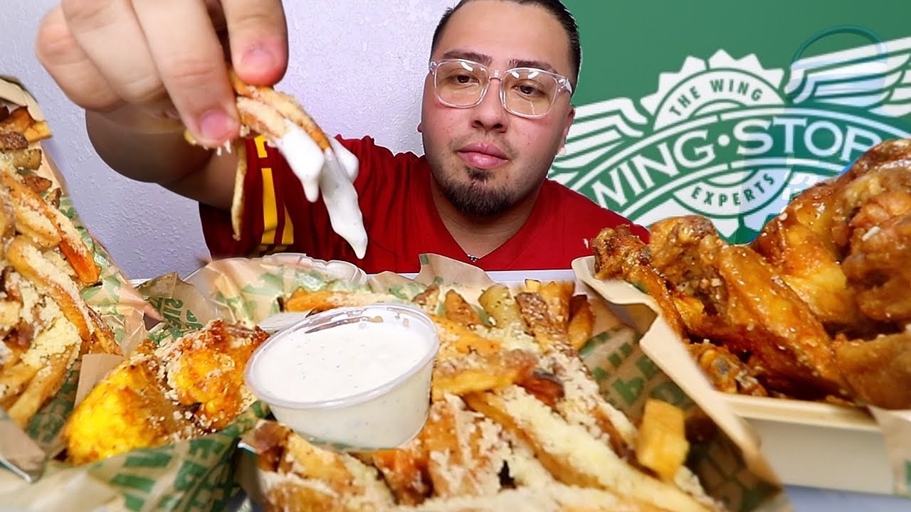 WINGSTOP MUKBANG | КАРТОФЕЛЬ ФРИ С СЫРОМ + КУКУРУЗА ПО-КАДЖУНСКИ **КРЫЛЫШКИ НА КОСТЯХ