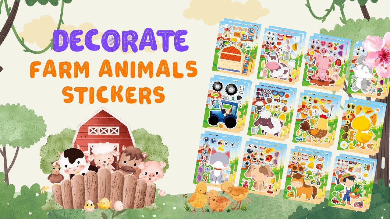Decorate Farm Animals Stickers With Me 🐮 | Fun Make-a-Face Sticker Crafts for Toddlers & Kids!