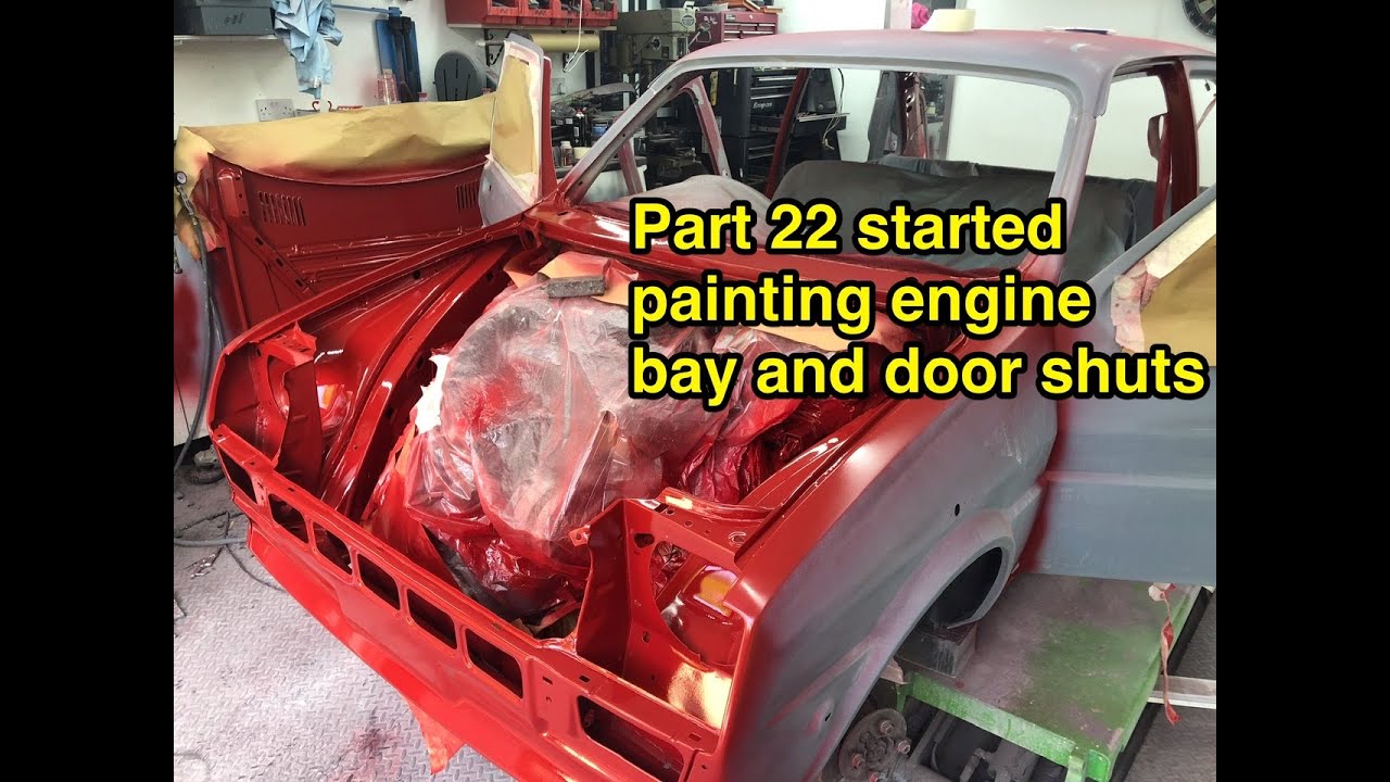 Part 22 Austin metro restoration, started spraying the engine bay and door shuts
