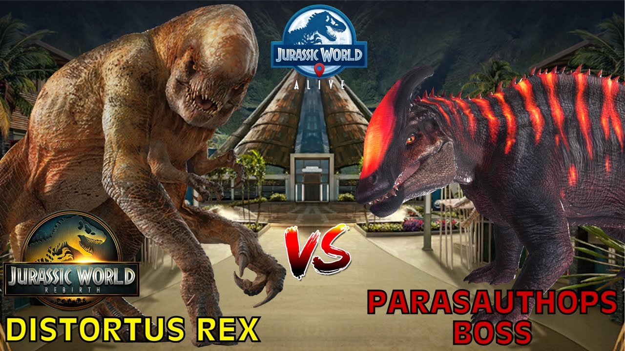 Distortus Rex vs Parasauthops Boss - Jurassic World Alive