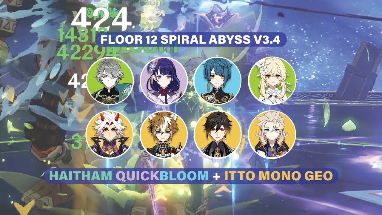 NEW 3.4 ABYSS! Alhaitham Quickbloom and Itto Mono Geo - Floor 12 Spiral Abyss (Genshin Impact)