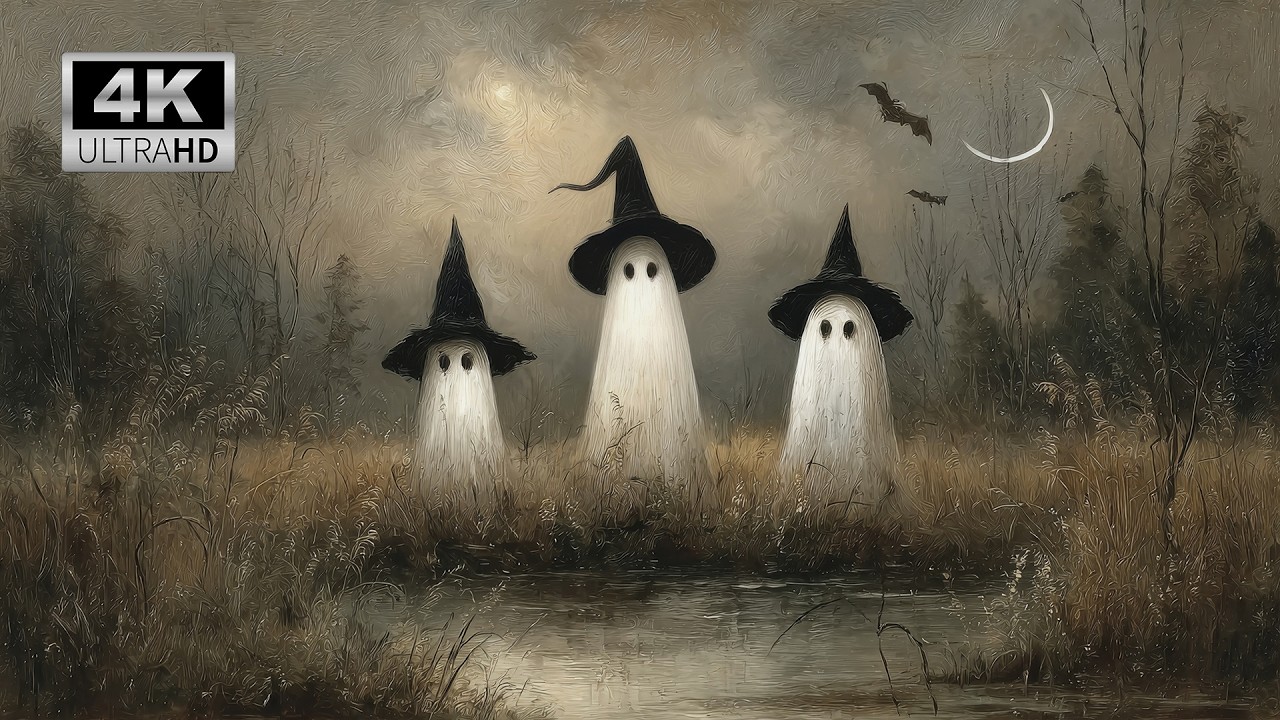 Dark and Moody Halloween TV Art - Ghosts (4K NO SOUND)
