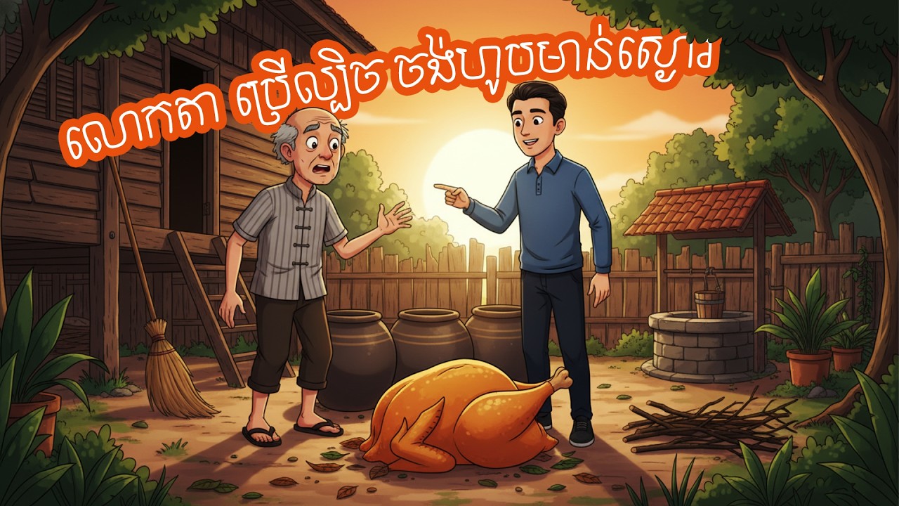 រឿង លោកតា ប្រើល្បិច ចង់ហូបមាន់ស្ងោរ | Grandpa's Clever Trick for Boiled Chicken ( ខ្ញីចាស់)