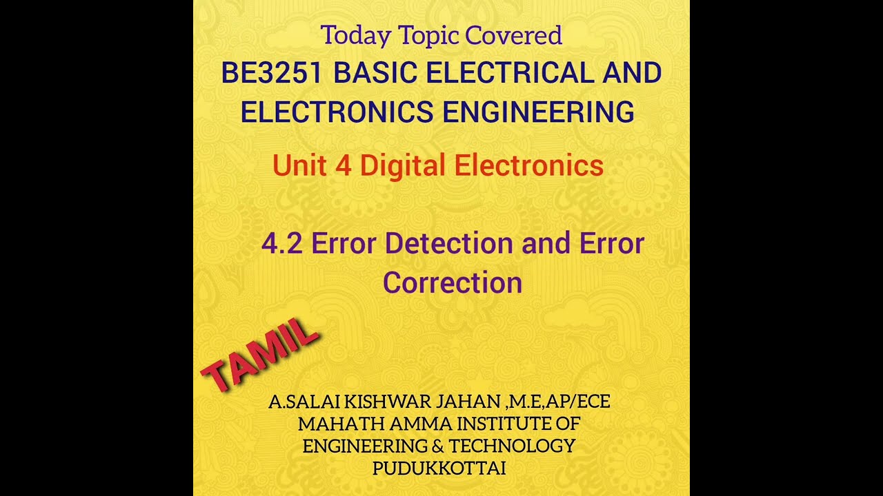 4.2 Error Correction and Error Detection #be3251 #beee