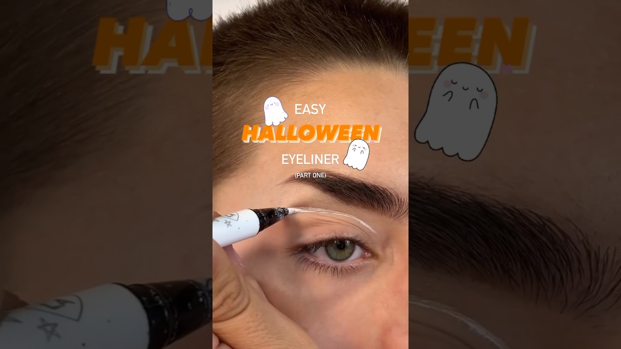 Easy Halloween Graphic Eyeliner 👻 Like for part 2! #easymakeup #makeuptutorial #halloweenmakeup