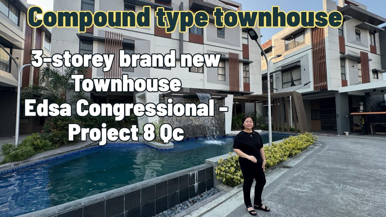 Serene & Strategic BRAND NEW 3-STOREY COMPOUND-type TOWNHOUSE FOR SALE in Proj 8 Quezon City