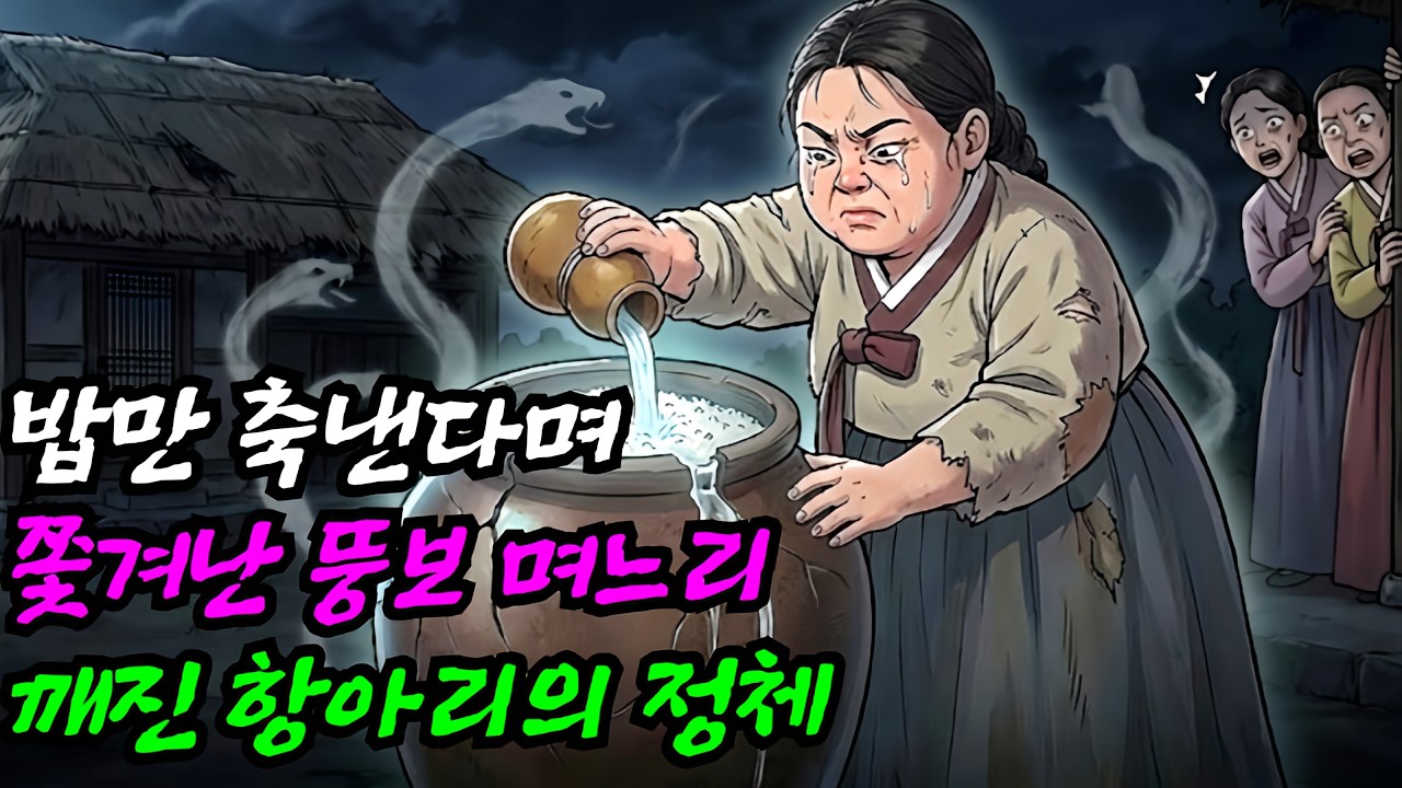 [기묘한 야담 37화] 밥만 축낸다며 쫓겨난 뚱보 며느리, 몰래 주워온 깨진 항아리에 물을 붓자 벌어진 소름 돋는 반전 야담|만담|잠잘때 듣는 이야기|옛날이야기