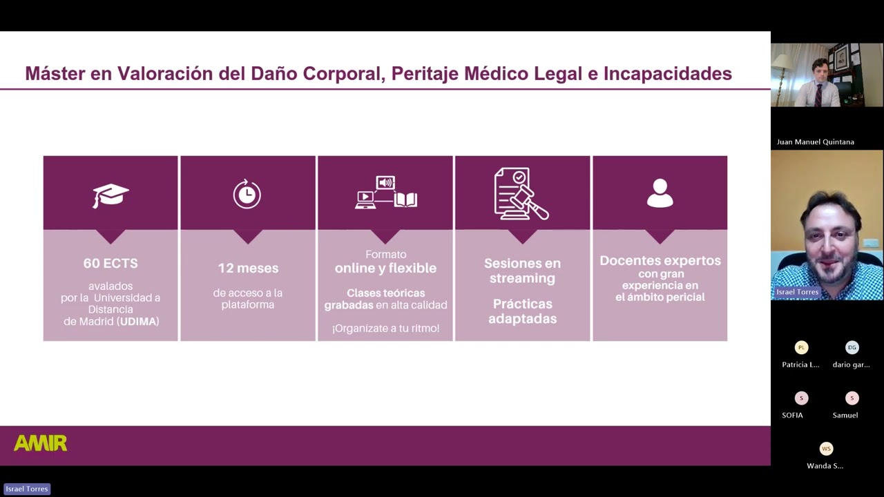Webinar | Conoce el Máster Valoración del Daño Corporal, Peritaje Médico Legal e Incapacidades