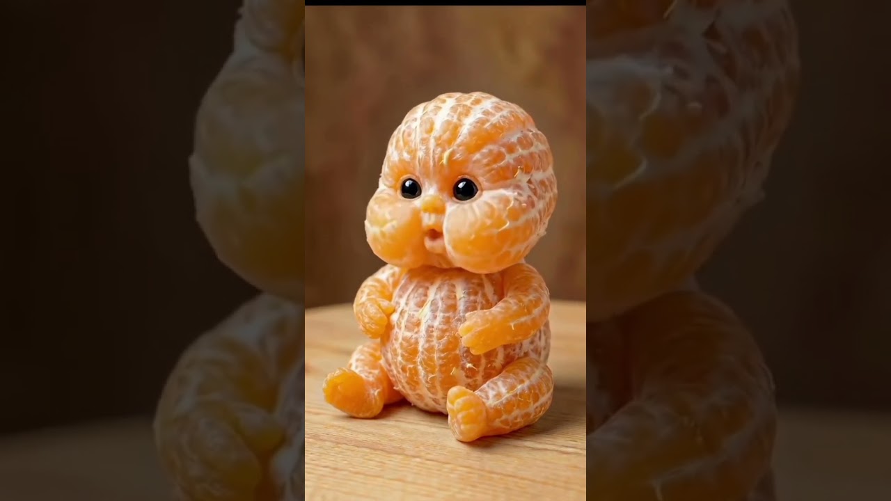 Feeding the Cutest Tiny Orange Baby! Food Art Comes to Life​#FruitArt​#FoodCarving​#MandarinBaby​