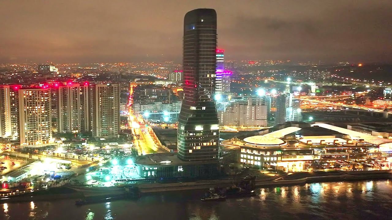 Belgrade Waterfront dronom nocu, Beograd na vodi nocu dronom