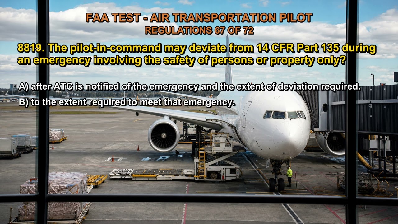 FAA TEST - AIR TRANSPORTATION PILOT - REGULATIONS Q8814, Q8815, Q8819, Q8820, Q8821 (67-72)