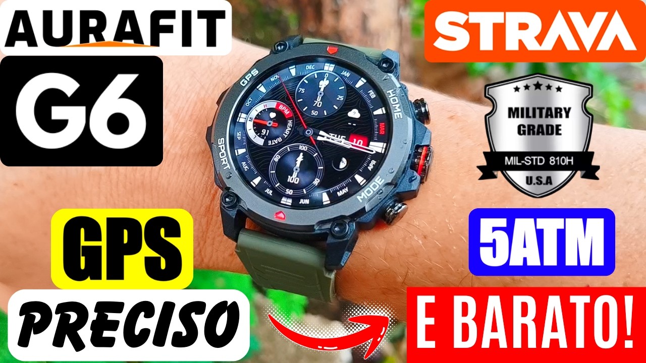 AURAFIT TREK 1 G6 SMARTWATCH MILITAR CUSTO BENEFÍCIO COM GPS PRECISO, CERTIFICAÇÃO MILITAR E 5ATM!