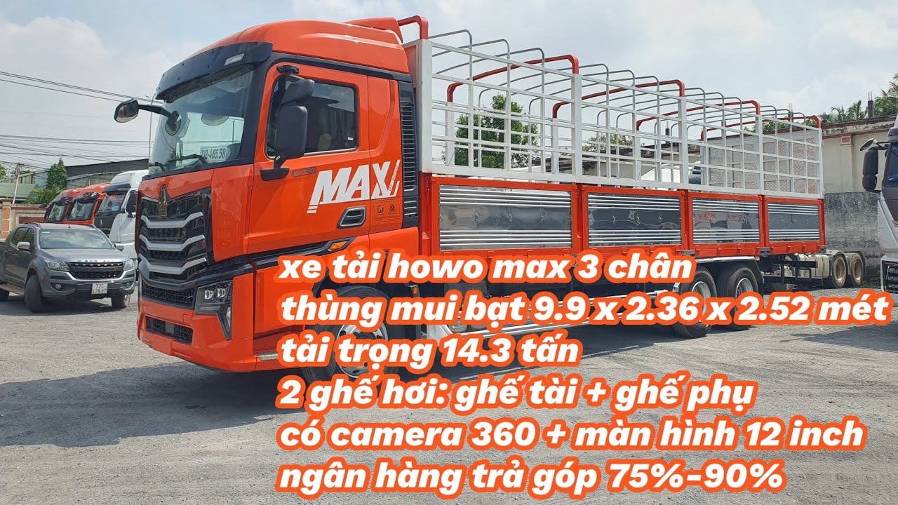 Tải thùng Howo Max 3 chân thùng mui bạt chiều cao mới 4 mét Full options Máy 280hp #howo #xetaihowo