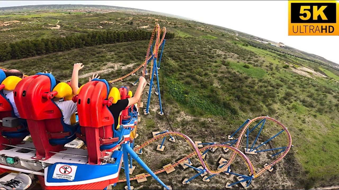 Superman Atracción de Acero POV 5K Back Row Parque Warner Madrid, Spain