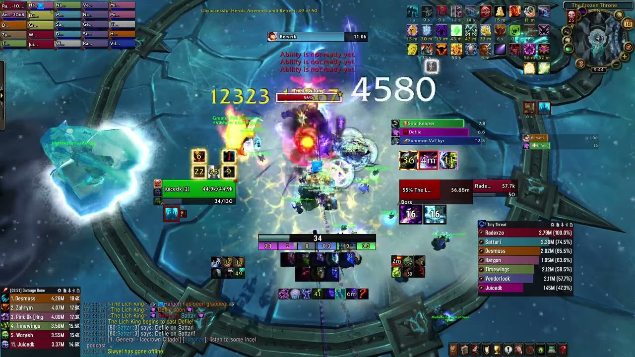 Frost DK, Lich King HC parse (rank 40 world), ICC, WotLK classic