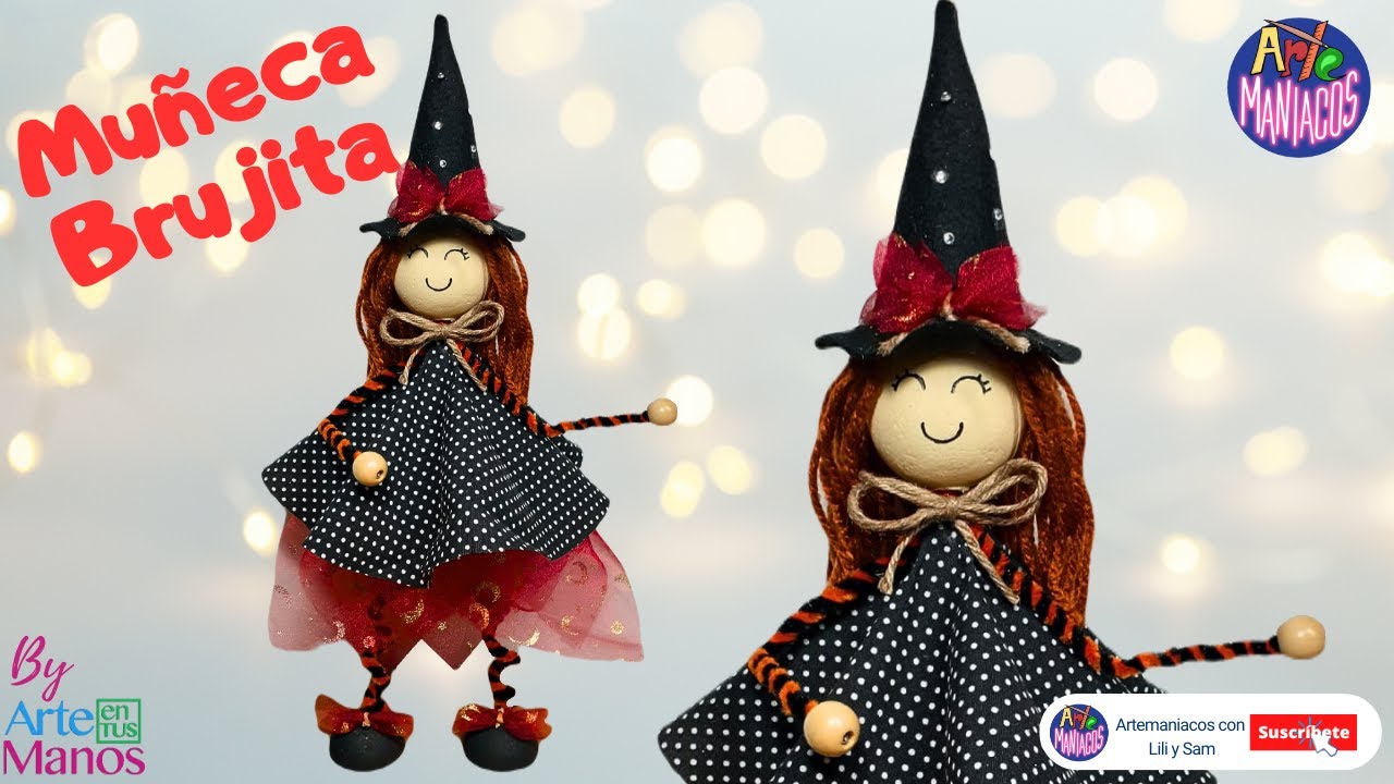🔴Cómo Hacer BRUJITAS COLGANTES Para Halloween, Fácil y Económico Con @Artemaniacos con Lili y Sam
