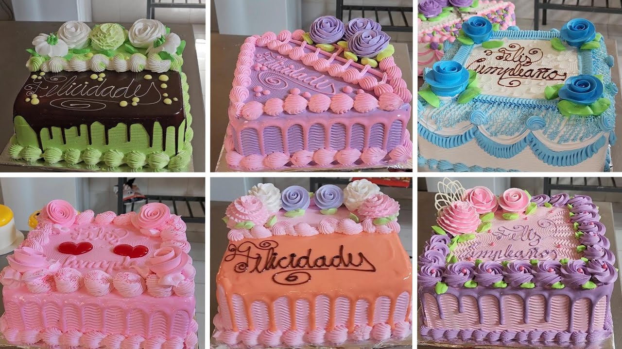 Nuevos y atractivos diseños de pastel de cumpleaños en forma cuadrado