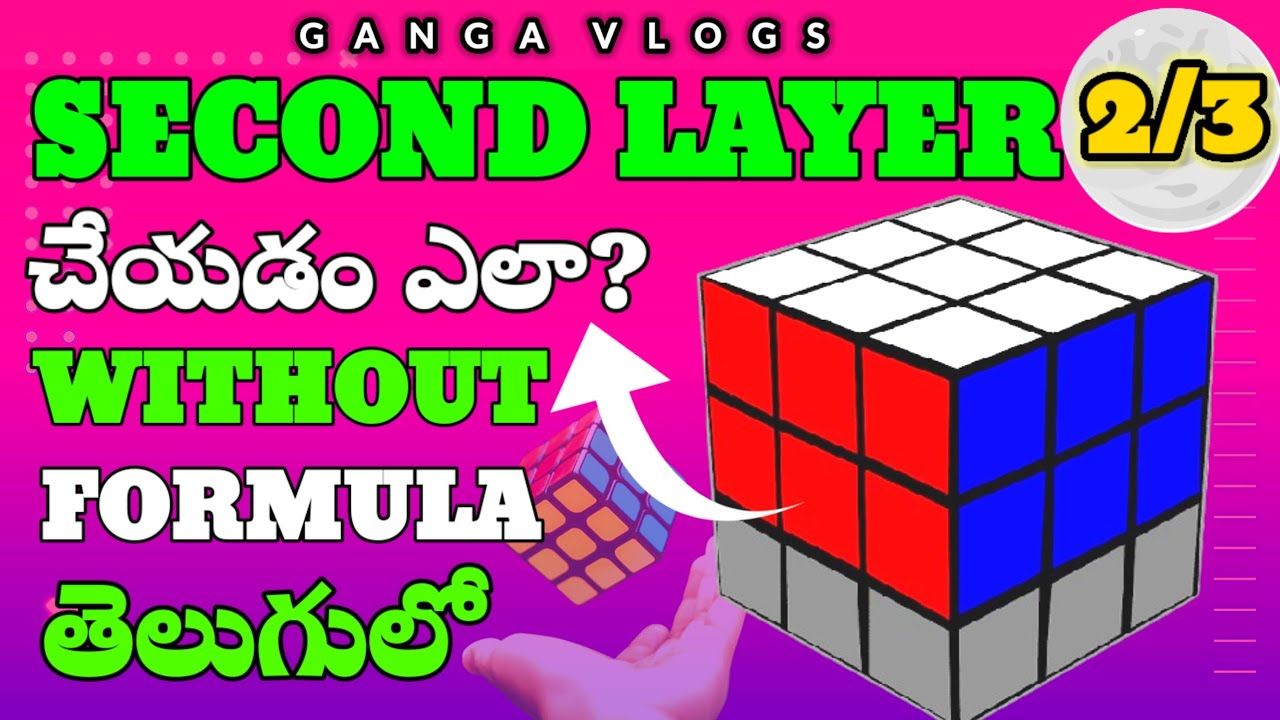 HOW TO SOLVE 3x3 CUBE IN TELUGU || SECOND LAYER || EASY WAY || CUBE WITHOUT FORMULA ||#cube #3x3 #