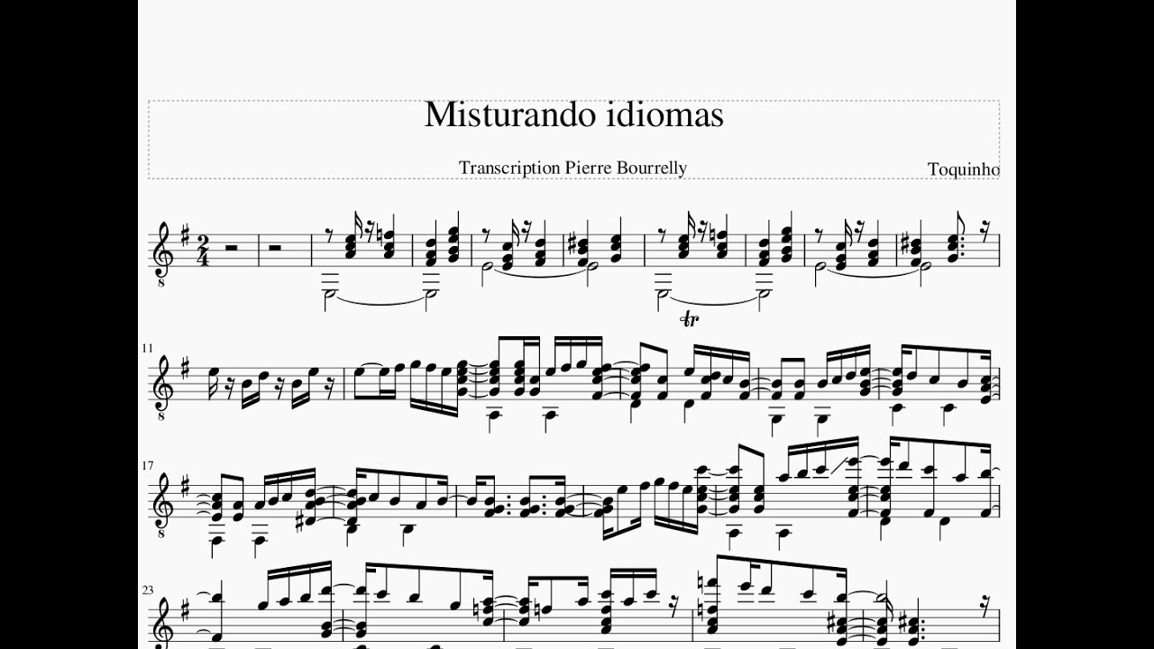 Misturando idiomas (Toquinho) - Transcription Pierre Bourrelly