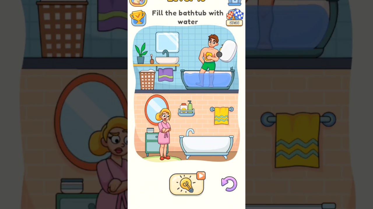 Fill the bathtub with water (Delete story part level 40 Dop5)#cartoon #gaming #comedy #dop5 #viral