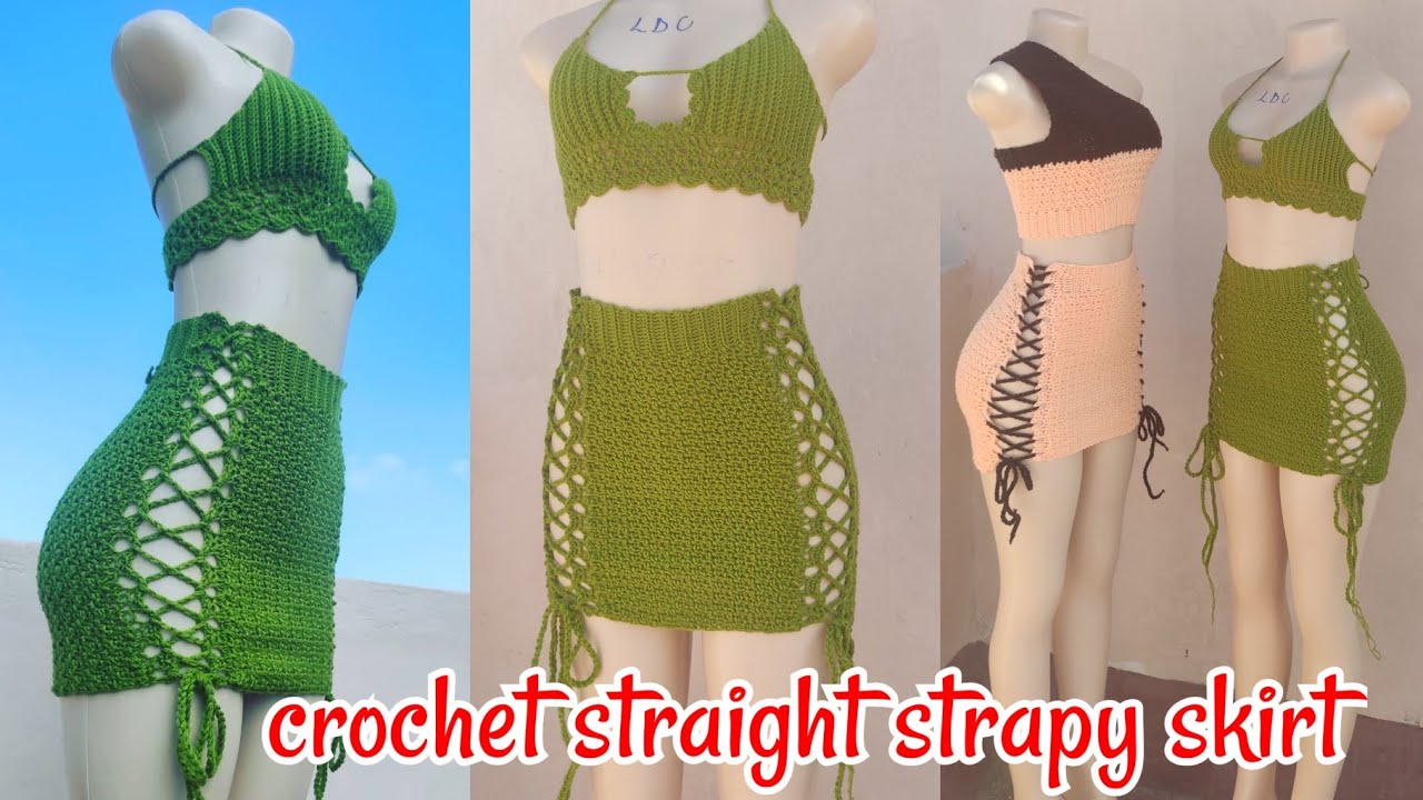 How to crochet a straight skirt/crochet skirt with strapy sides/fancy skirt/crochet sexy skirt