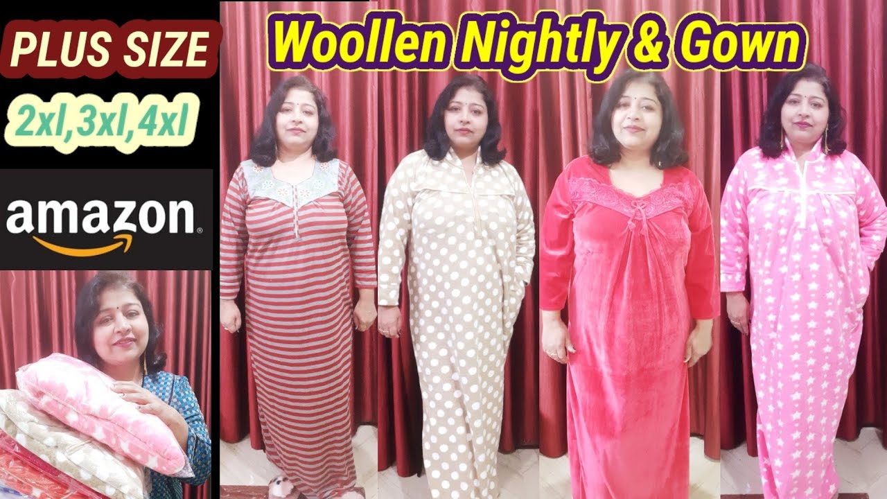Woollen Plus Size Nighty/Maxi & Gown🍁2xl, 3xl and 4xl Winter Wear Nighty/Maxi & Gown🍁Amazon