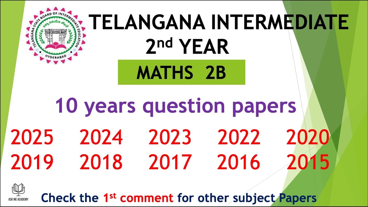 TG Inter 2nd Year Maths 2B 2025 - 2015 10 years previous Question Papers Telangana Papers TS inter