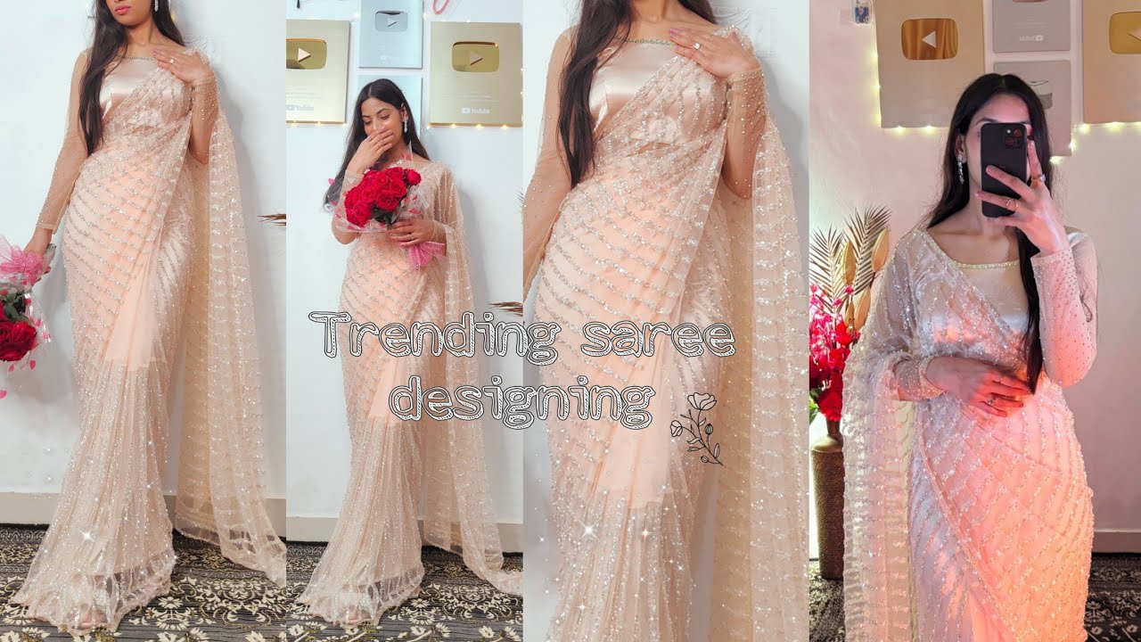 Trending saree designing / ready to wear saree cutting and stitching #trending #outfit