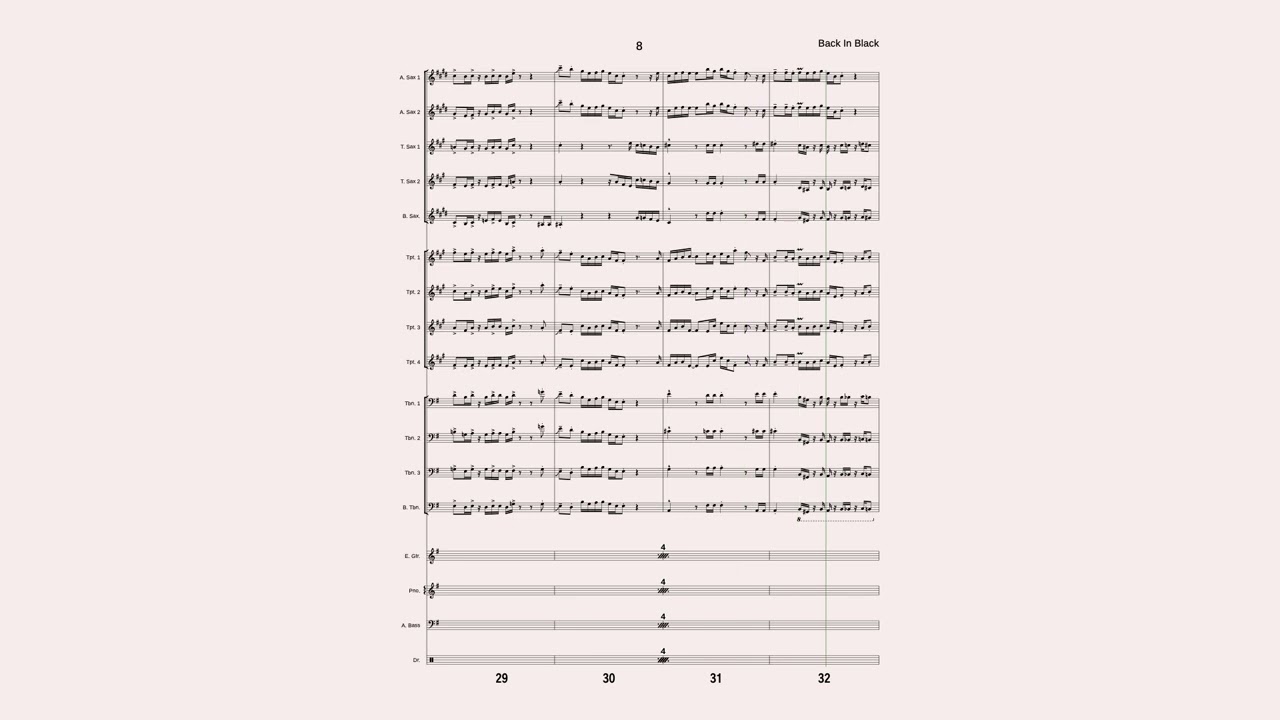 Back In Black Score
