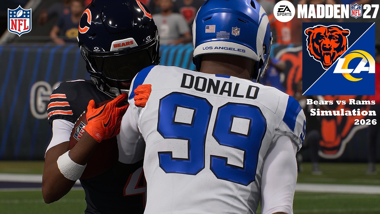Madden 27 Chicago Bears vs Aaron Donald Los Angeles Rams Simulation (Updated Rosters) Game Play