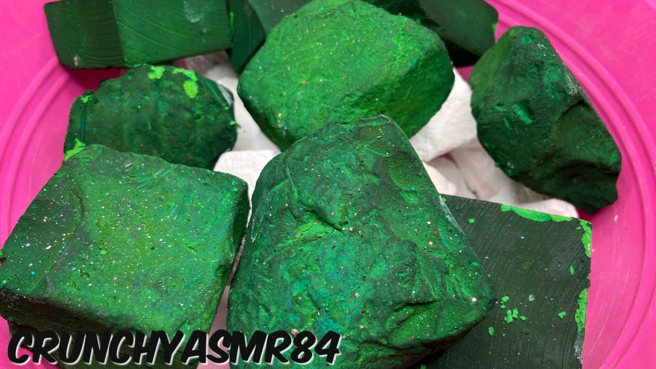 Emeralds & Pearls | Dyed Jumbo Chalk Chunks | Oddly Satisfying | ASMR 