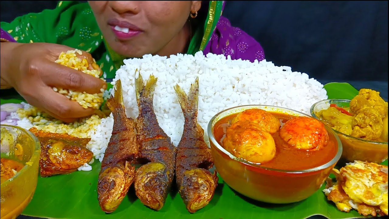 EATING SPICY EGG CURRY, SMALL FISH CURRY, SMALL FISH FRY,EGG OMLETTE// EATING SHOW, MUKBANG, ASMR 