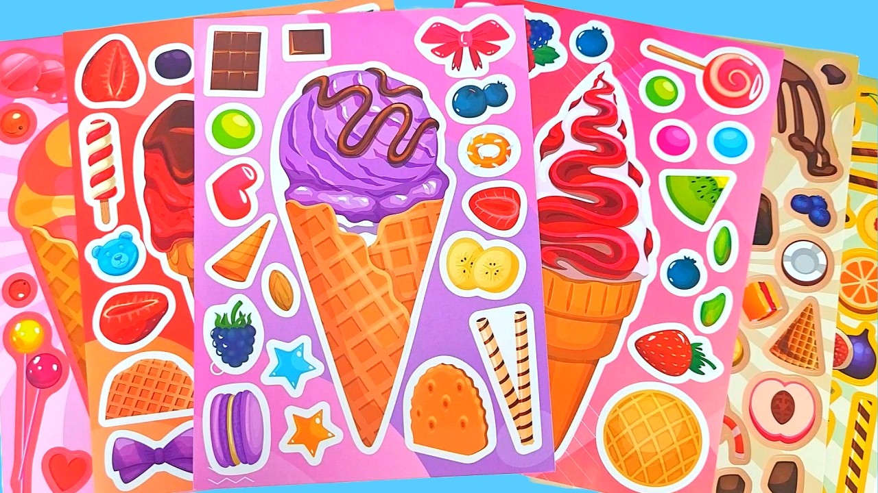 [Sticker Asmr] 🍦 Ice Cream Sticker Book 🍧 아이스크림 토핑 스티커 꾸미기