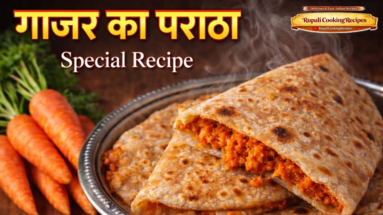 घर पर बनाया गाजर का पराठा 😋🥕 | Sweet Gajar Paratha Recipe | Rupali Cooking Recipes