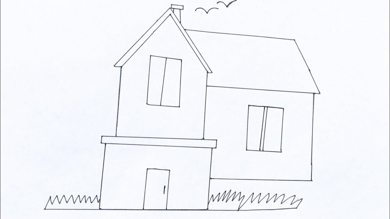 How to draw house drawing 