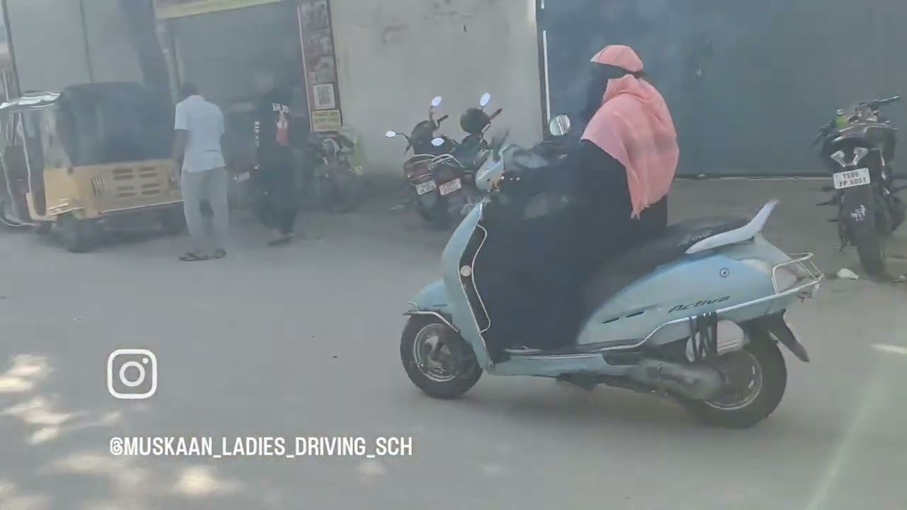 She is practicing how to take right turn 