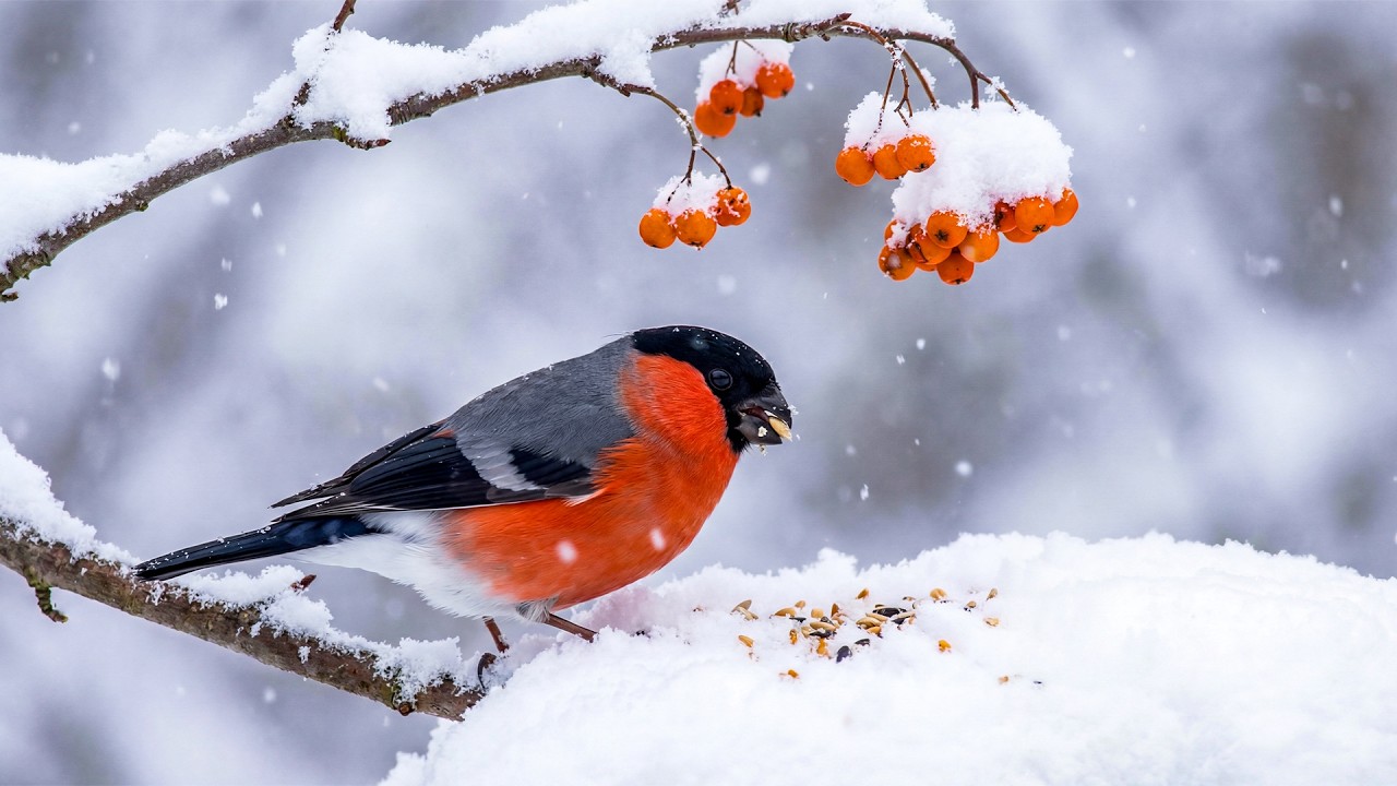 Snowy Bird Sounds and Soft Piano - Relaxing Music Helps Heal the Soul, Balance Emotions