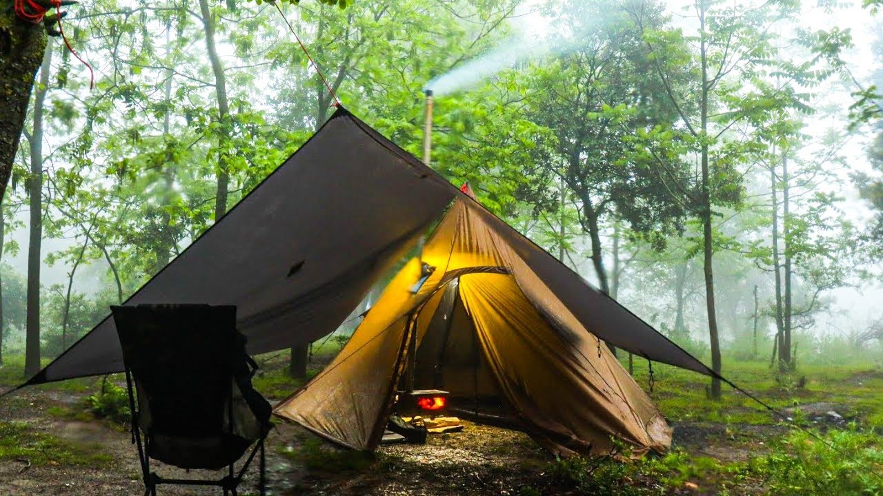 Solo Hot Tent Camping In Violent Storms - Video Compilation