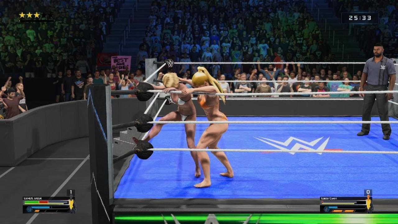 WWE 2K25 Samus Aran VS Spider-Gwen Bikini submission Ironwoman