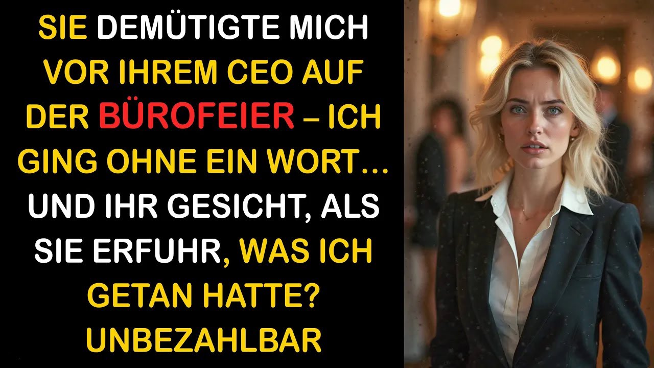 SIE DEMÜTIGTE MICH BEIM FIRMENEVENT – ICH GING STILL SCHWEIGEND… UND LIEß SIE ALLES VERLIEREN