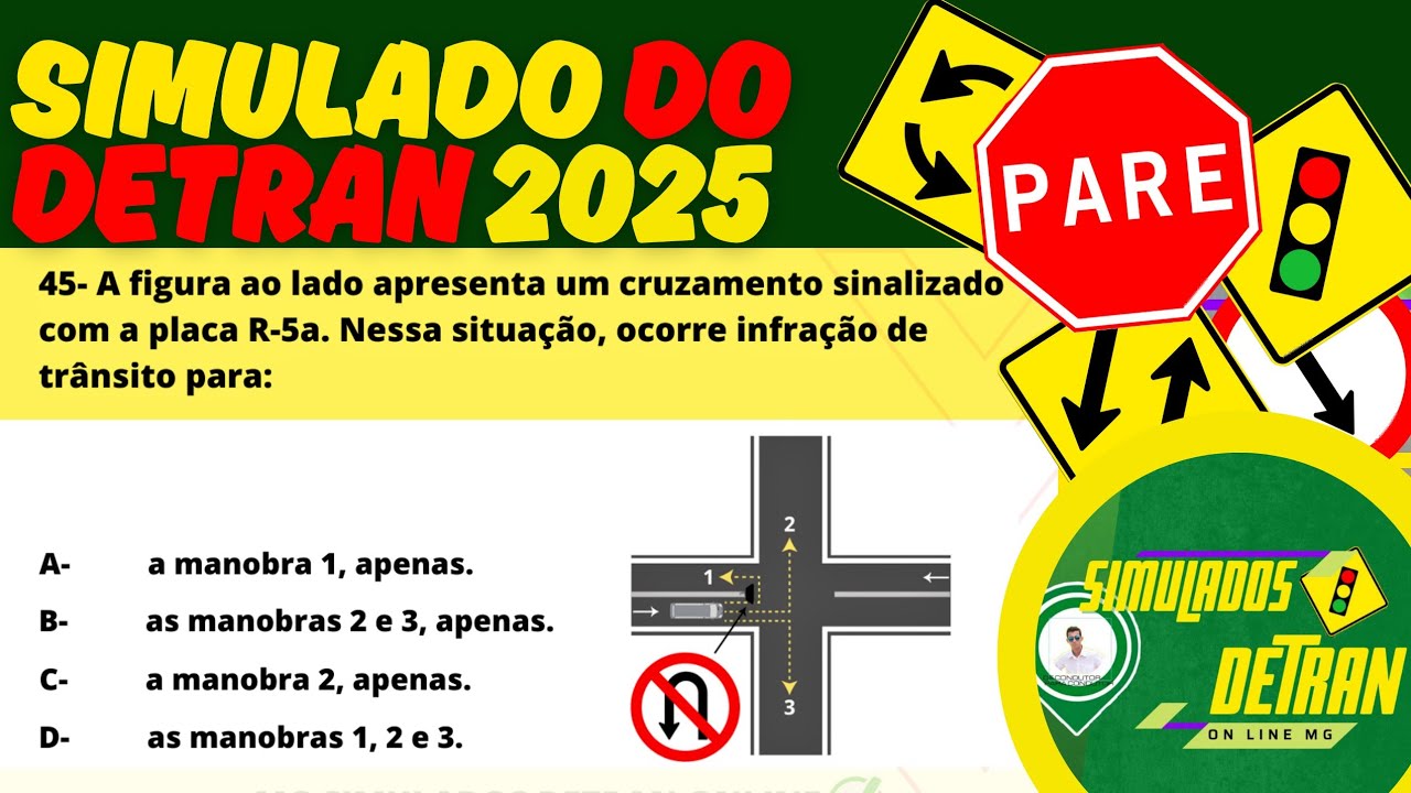 Simulado do Detran 2025: 45 Quest&otilde;es da Prova te&oacute;rica do Detran #provasimuladadodetran2025