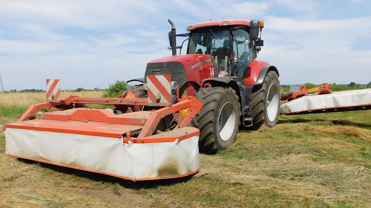 Koszenie łąki z GPS – w akcji CASE IH Puma 230 CVX + 3 kosiarki KUHN