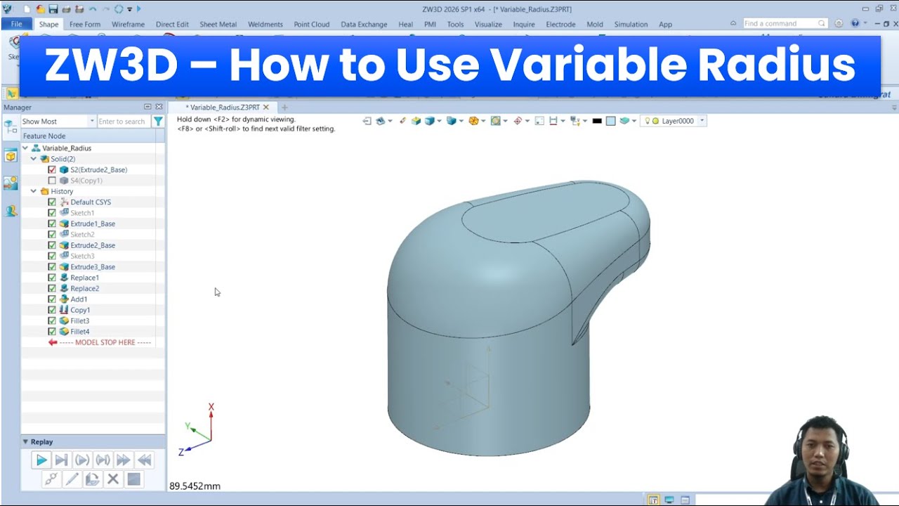 ZW3D - How to Use Variable Radius