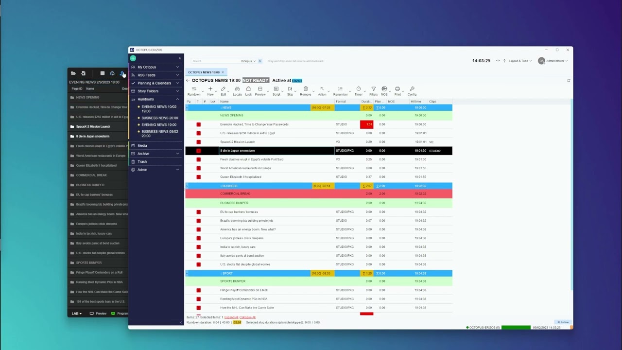 Erizos Studio Newsroom Integration - MOS Protocol