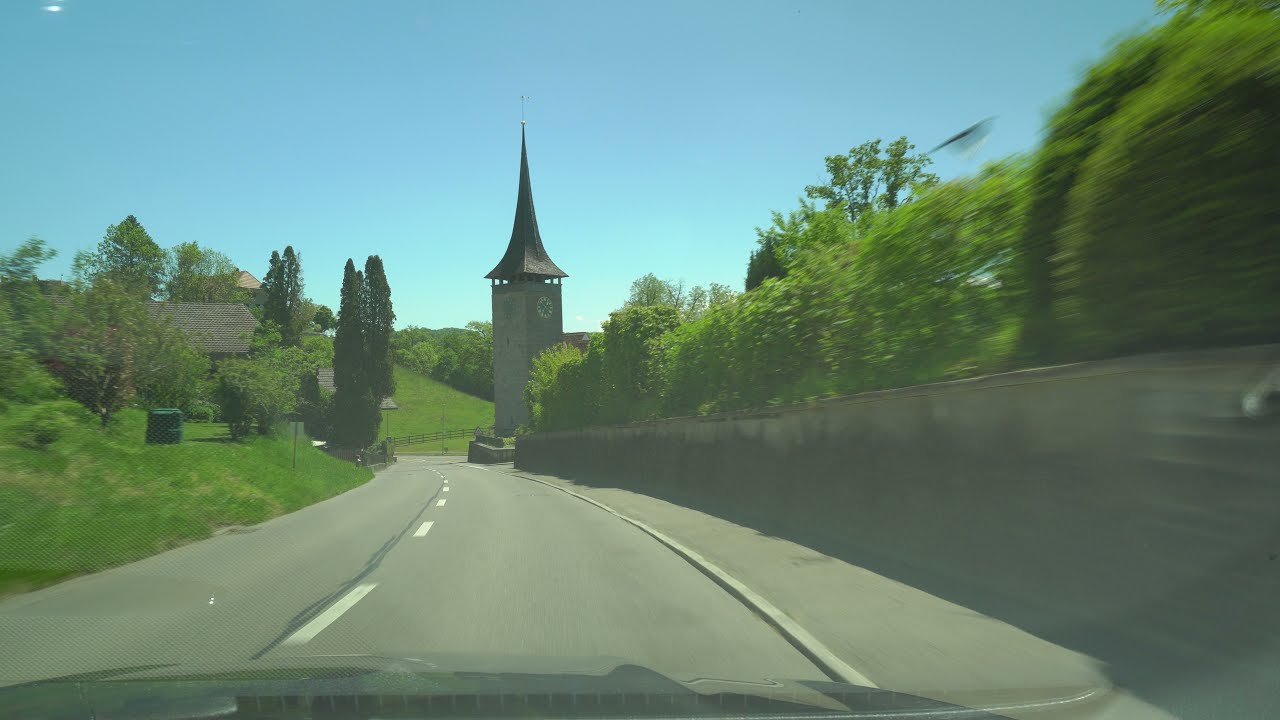 Driving in the Swiss 🇨🇭 countryside from Mühleberg to Mittelhäusern, Kanton Bern