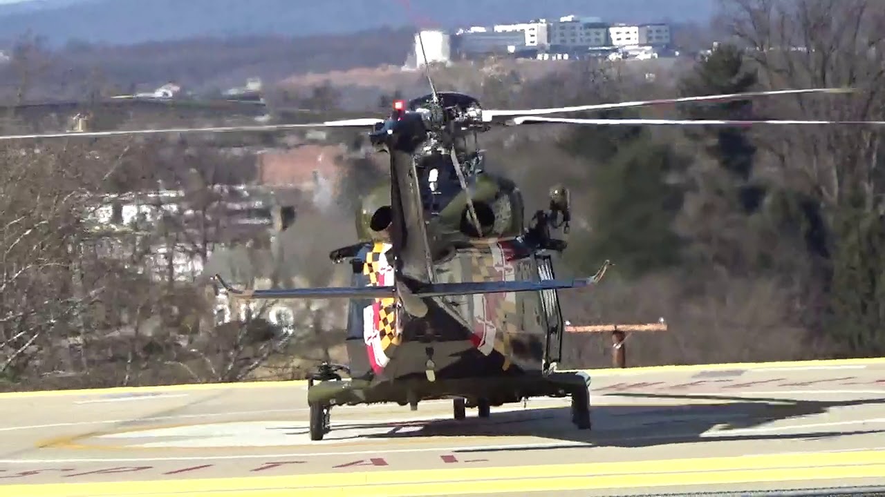 Maryland State Trooper 2 N381MD Take off from Wellspan York Hospital