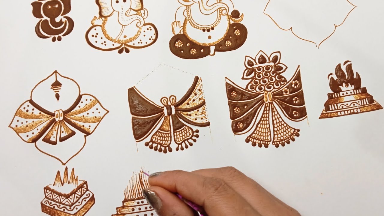 Basic mehndi||ganesh, gathbandhan and hawan kund mehndi design for Beginners❤️ Class Day_39